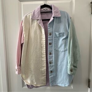 Vici Colorblock Denim Shacket